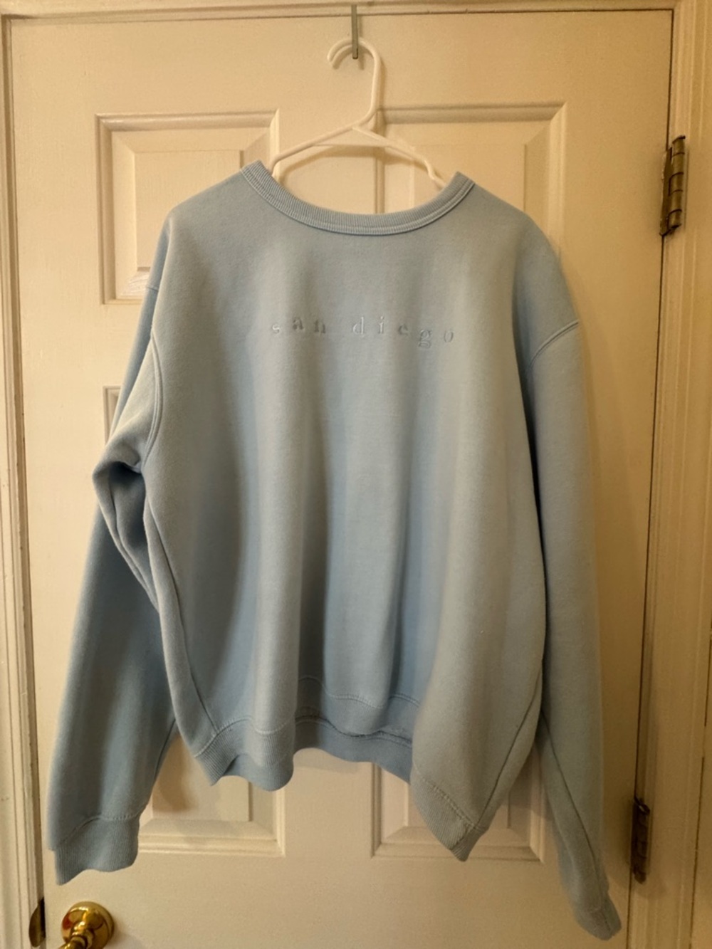 Light Blue 'san diego' Embroidered Crewneck Sweatshirt